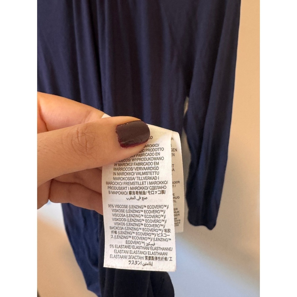 BODEN | Maxi Dress Women 12R Navy Blue Ruffle Neck Long Sleeve Jersey Casual - Picture 8 of 8